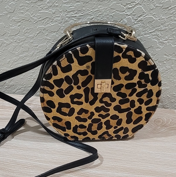Dune London Handbags - Dune London Leather Leopard Print Animal Hair Crossbody Bag